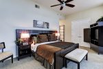 Master bedroom has a king size bed and enjoys a private balcony with gorgeous views of Galveston Bay